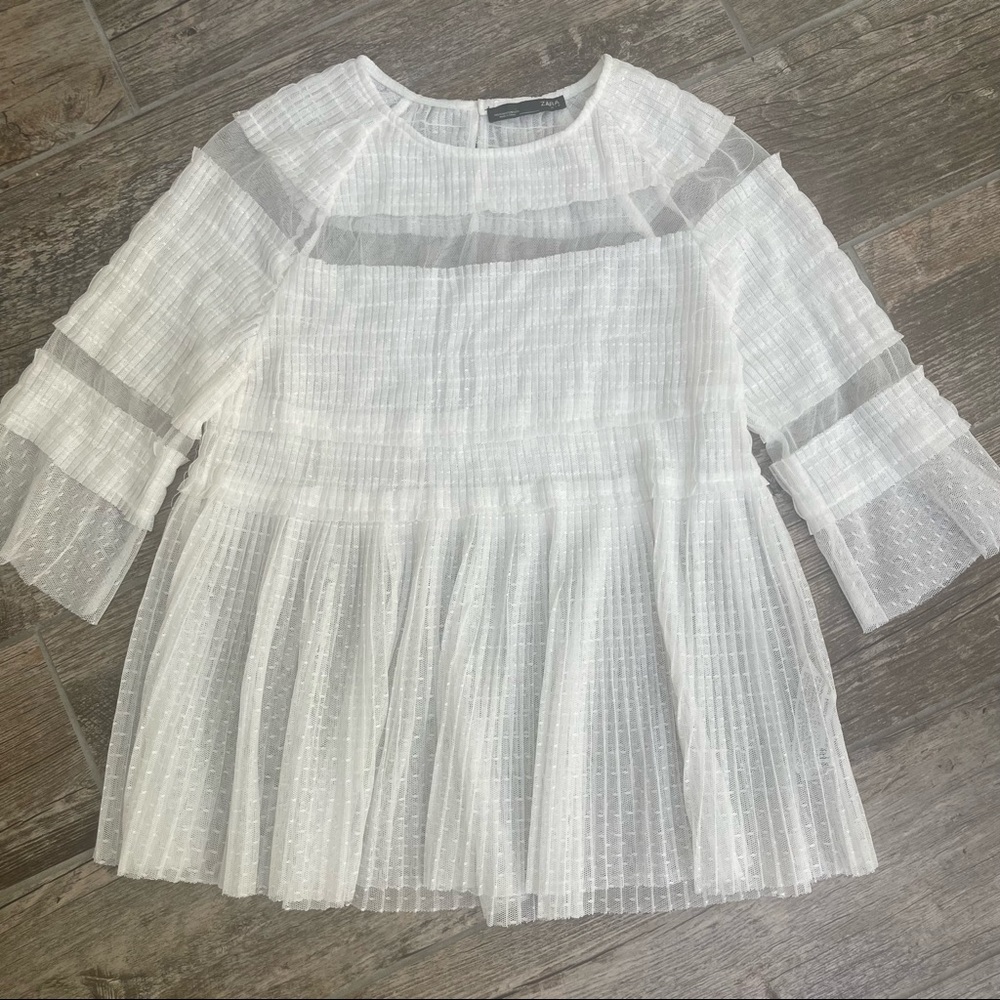 Zara white mesh top